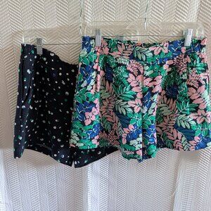 Joe Fresh 2 Pairs of Pull On Shorts Size Small Tropical Print & Polka Dot Print